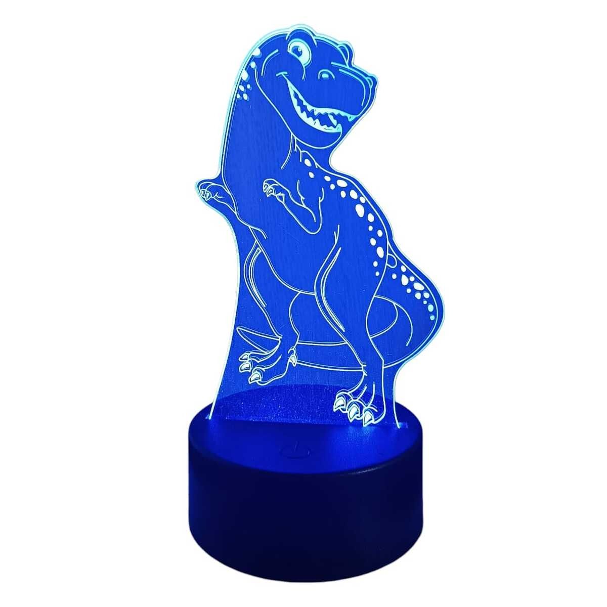 GENERICO - Lampara ilusión 3D Dinosaurio Feliz De 7 Colores