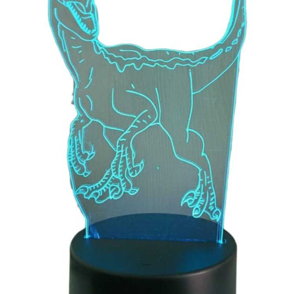 GENERICO - Lampara ilusión 3D Dino Velociraptor De 7 Colores