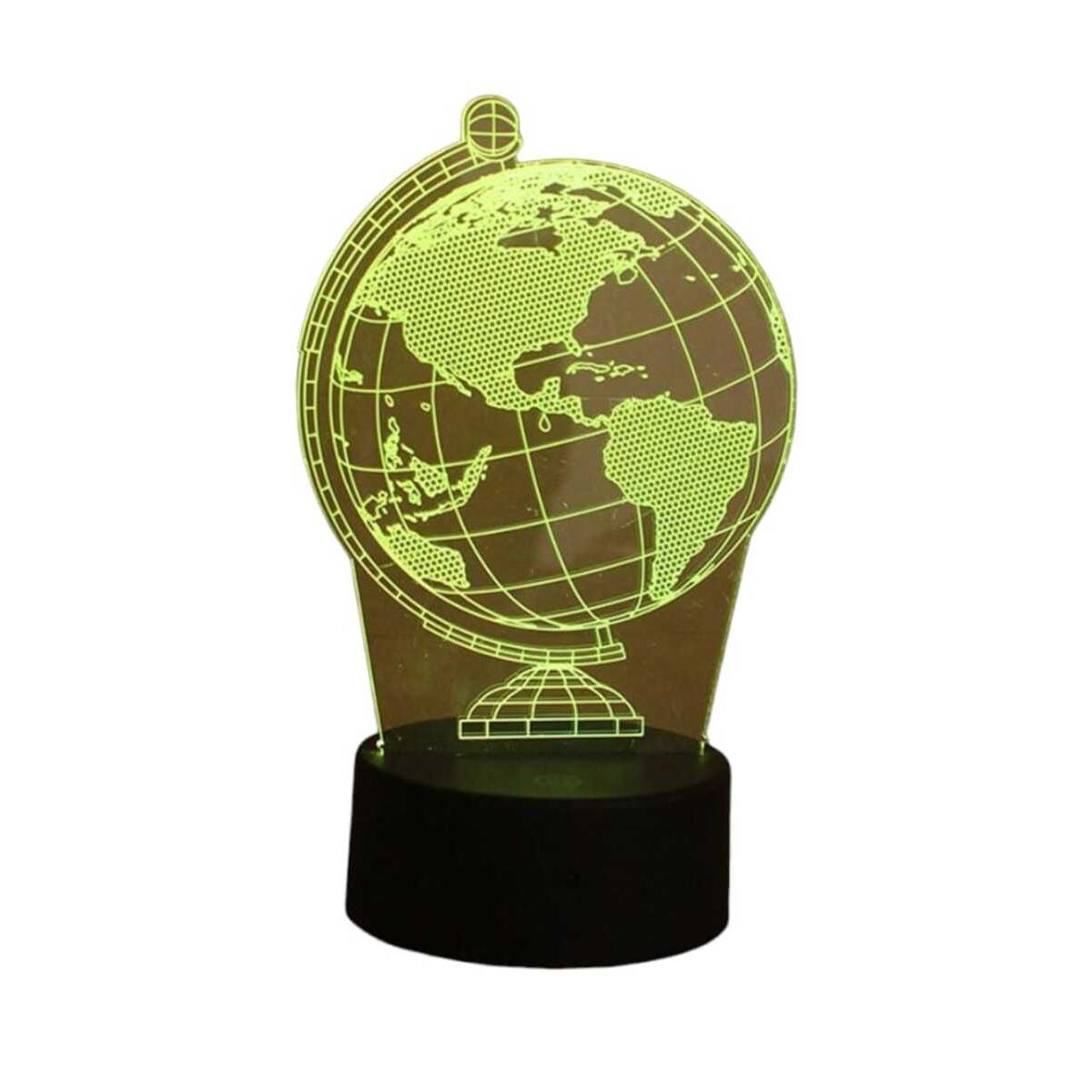 GENERICO - Lampara ilusión 3D Globo Terraqueo De 7 Colores