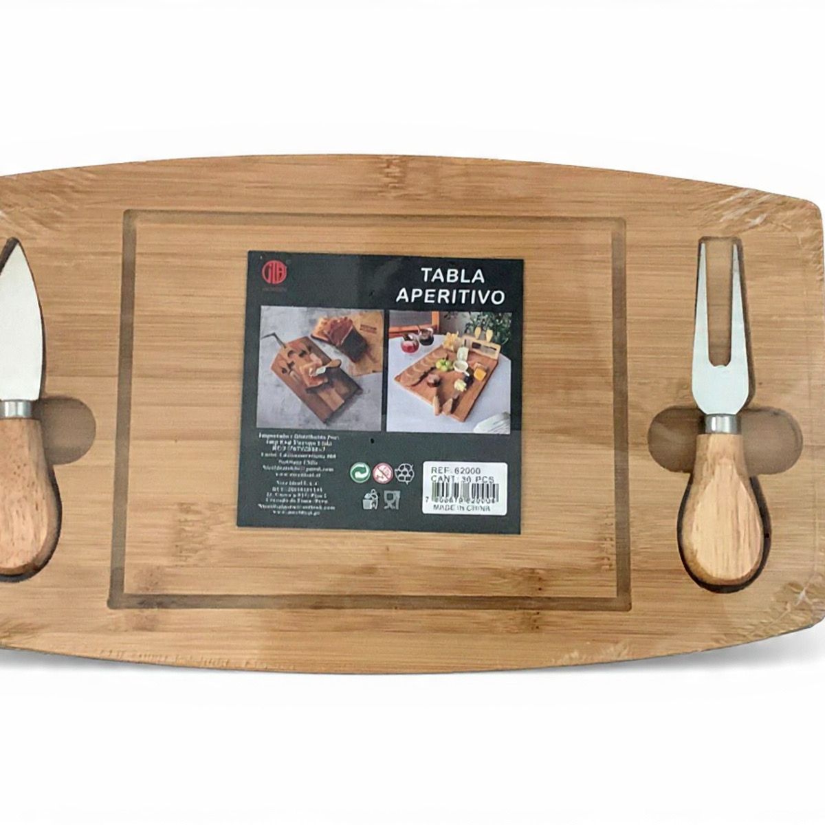 GENERICO - Tabla de Picoteo Madera Cuchillos Integrados