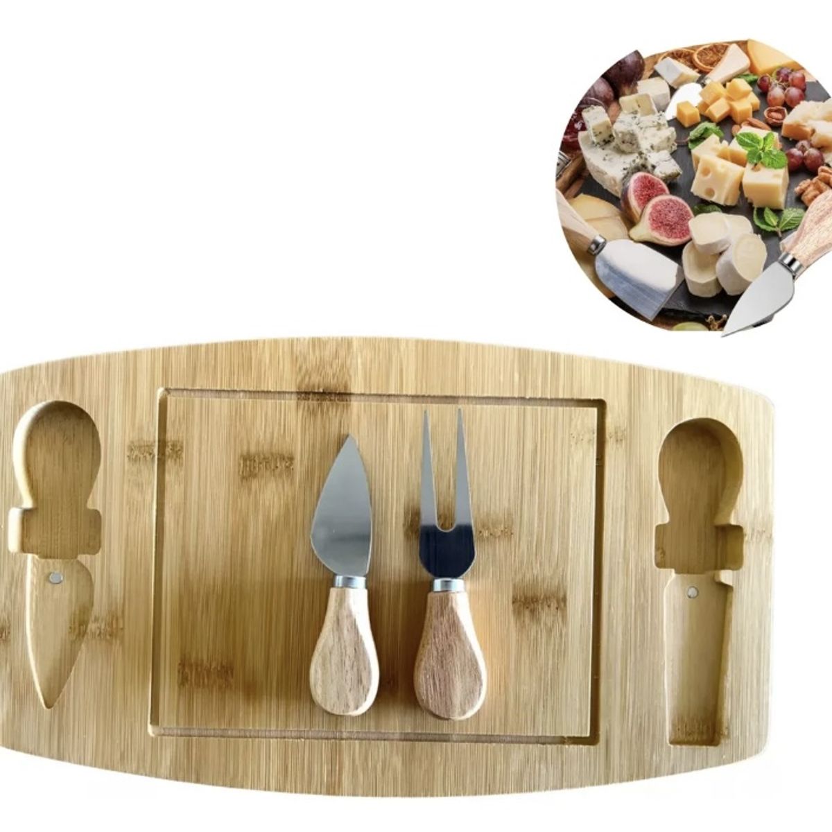 GENERICO - Tabla de Picoteo Madera Cuchillos Integrados