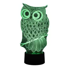 GENERICO - Lampara ilusión 3D Buho II De 7 Colores