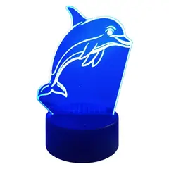 GENERICO - Lampara ilusión 3D Delfin De 7 Colores