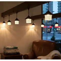 GENERICO - Guirnalda Terraza Tipo Farol Color Calido 5 Metros 10 Faroles