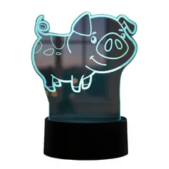 GENERICO - Lampara ilusión 3D Cerdito De 7 Colores