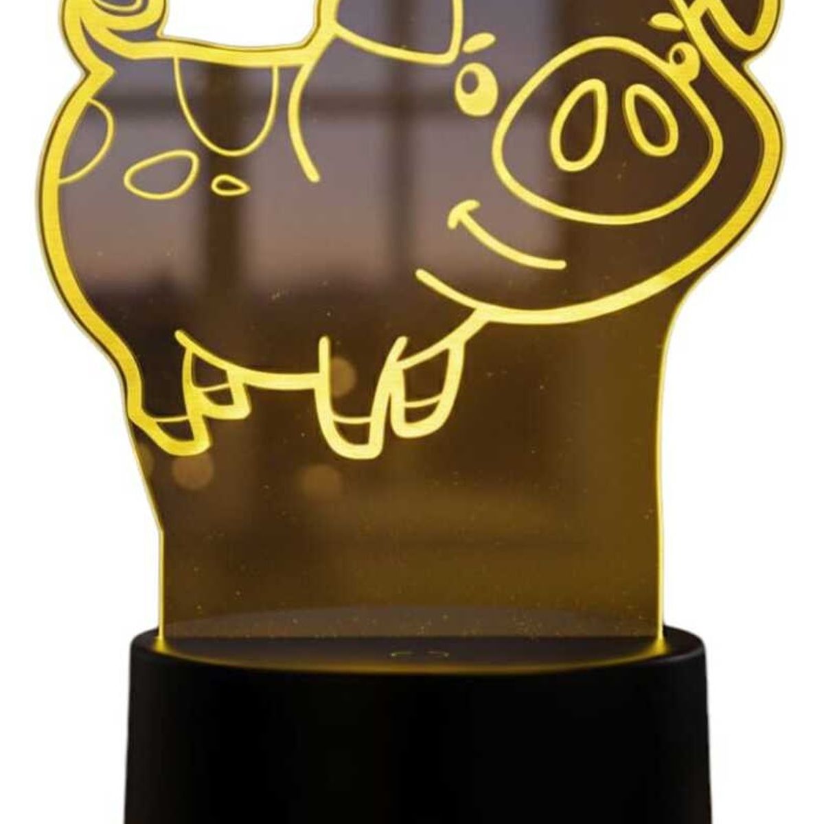 GENERICO - Lampara ilusión 3D Cerdito De 7 Colores