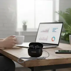 AIWA - Audífonos Inalámbricos Negros - Táctil con Cancelación de Ruido