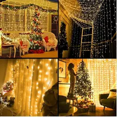 GENERICO - Cortina Luces Led 5 X 2 Blanco Calido Evento Navidad 450 Led