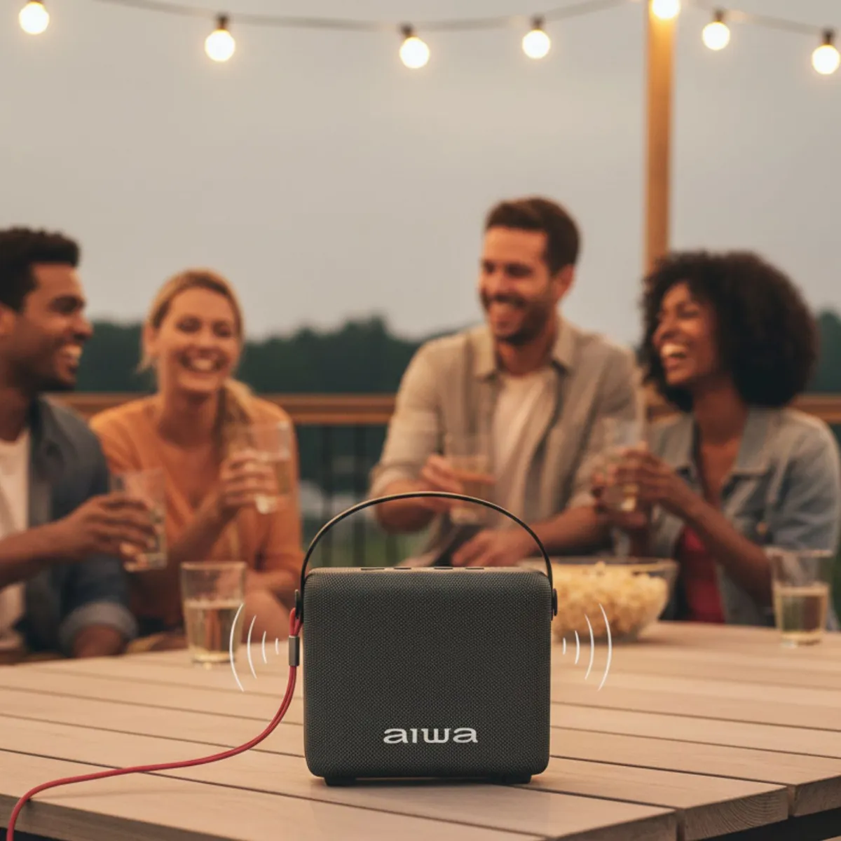 AIWA - Parlante Bluetooth Portátil Negro Aiwa 7w Con Luz AWSS70BT