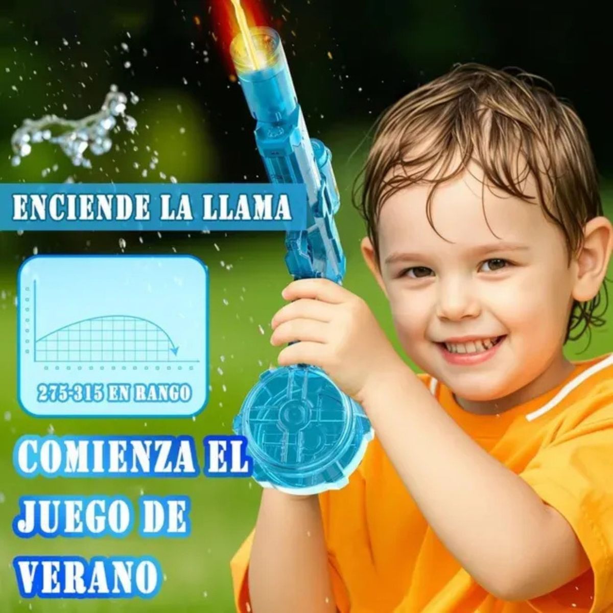 MOVI - PISTOLA AGUA ELECTRICA CON LUZ, 300 ML COLOR AZUL Y NEGRO