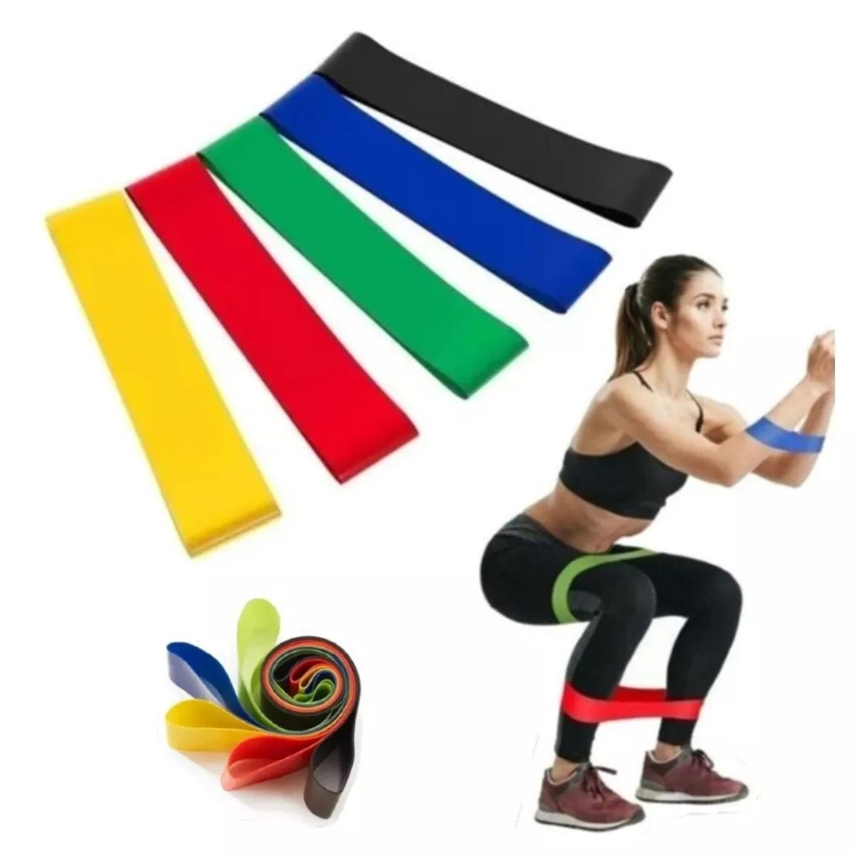 GENERICO - Set 5 Bandas Elasticas Fitnes De Resistencia Ejercicios