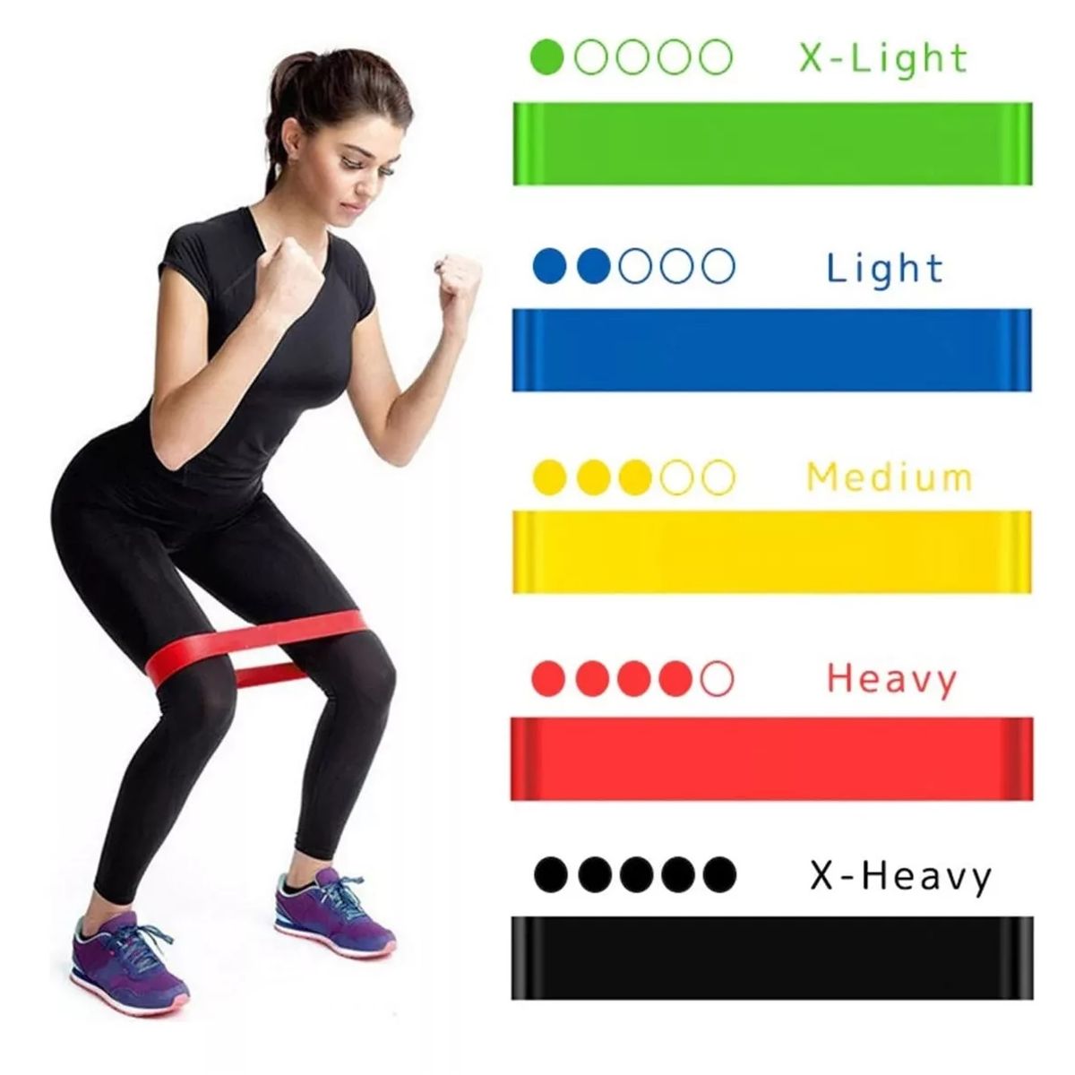 GENERICO - Set 5 Bandas Elasticas Fitnes De Resistencia Ejercicios