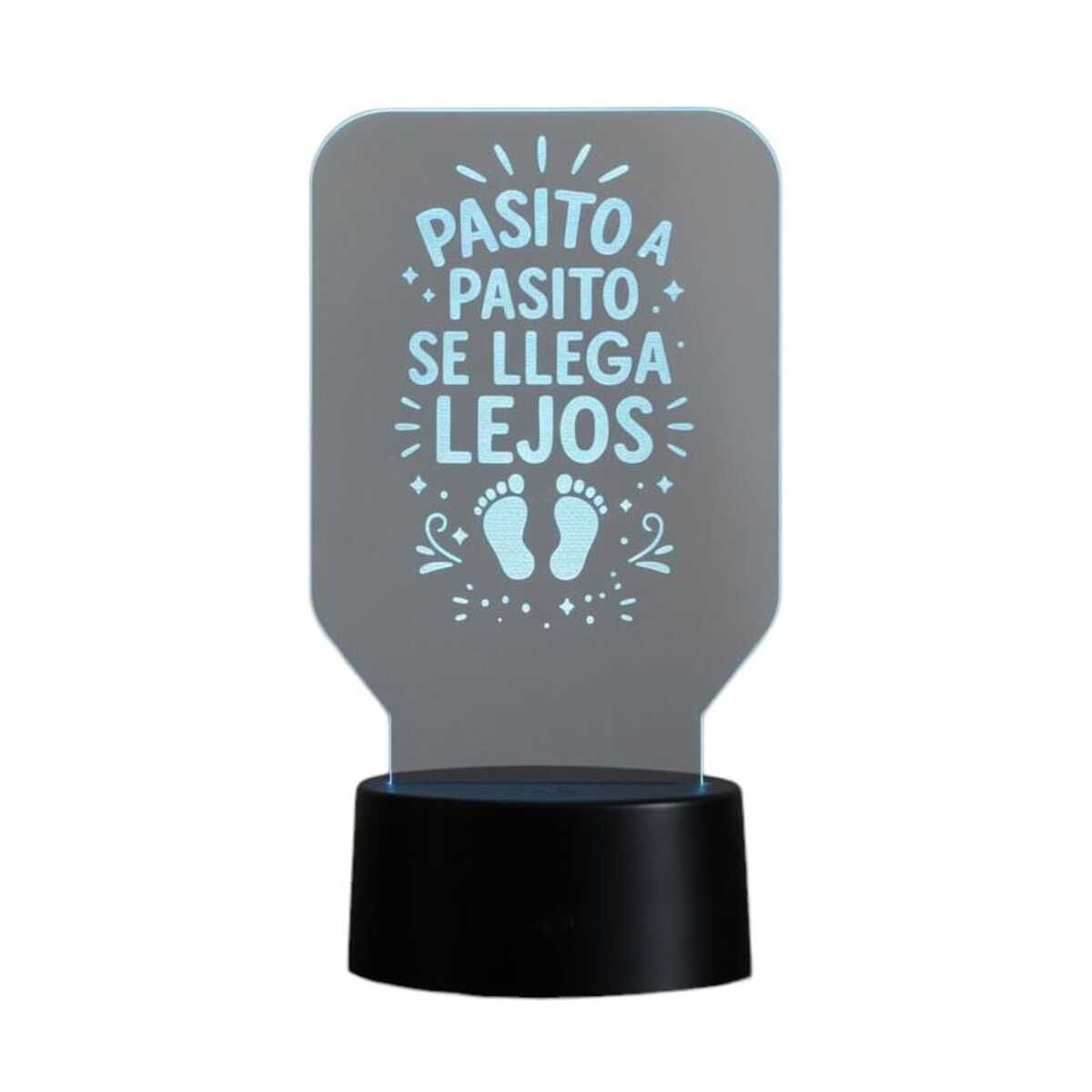 GENERICO - Lampara touch 3D Frase Pasito a pasito... De 7 Colores