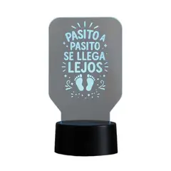GENERICO - Lampara touch 3D Frase Pasito a pasito... De 7 Colores