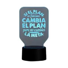 GENERICO - Lampara touch 3D Frase Si el plan no funciona... De 7 Colores