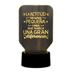 GENERICO - Lampara touch 3D Frase La actitud es una pequeña... De 7 Colores