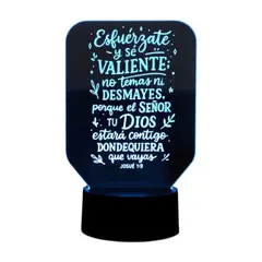 GENERICO - Lampara touch 3D Frase Esfuérzate y sé valiente... De 7 Colores