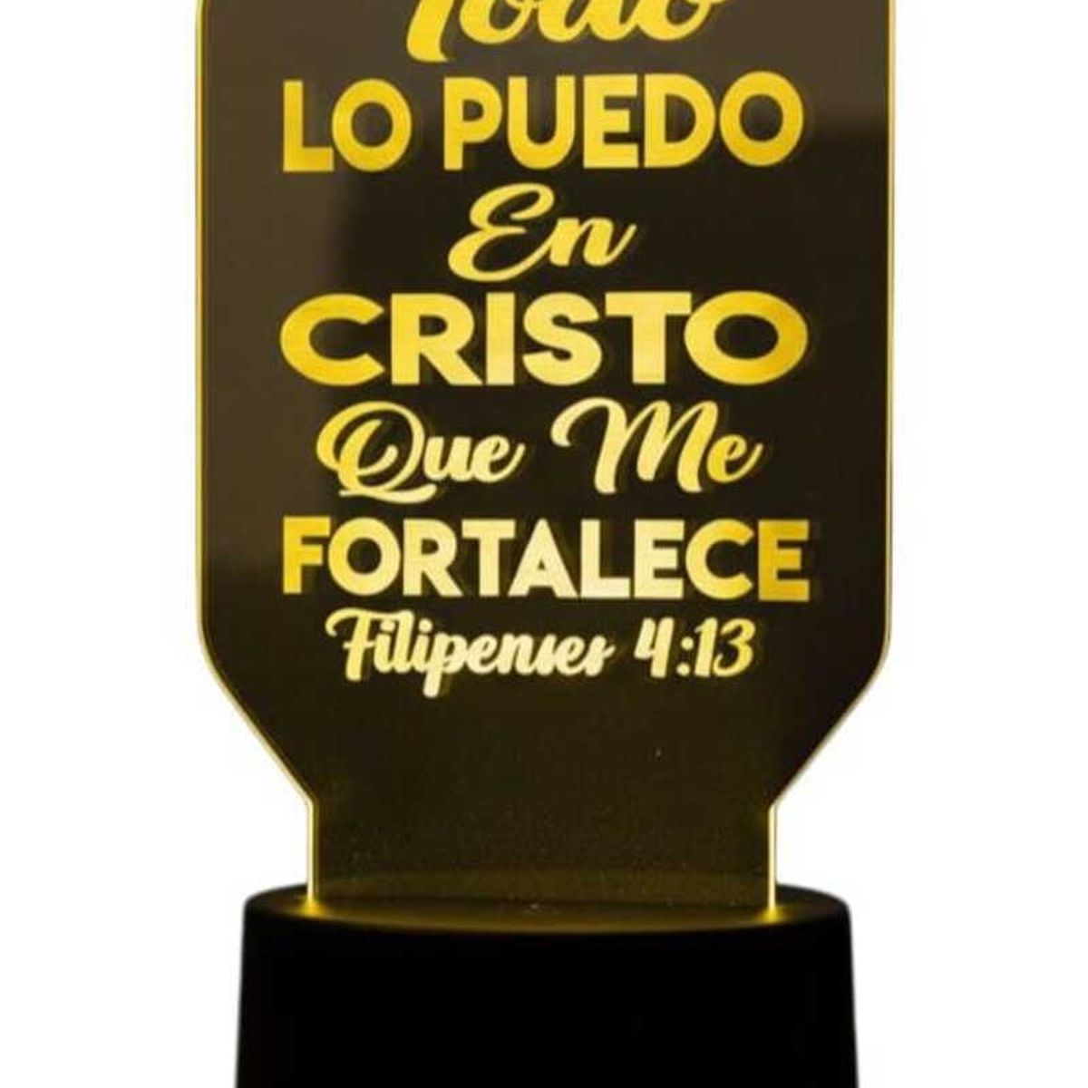 GENERICO - Lampara touch 3D Frase Todo lo puedo en Cristo... De 7 Colores