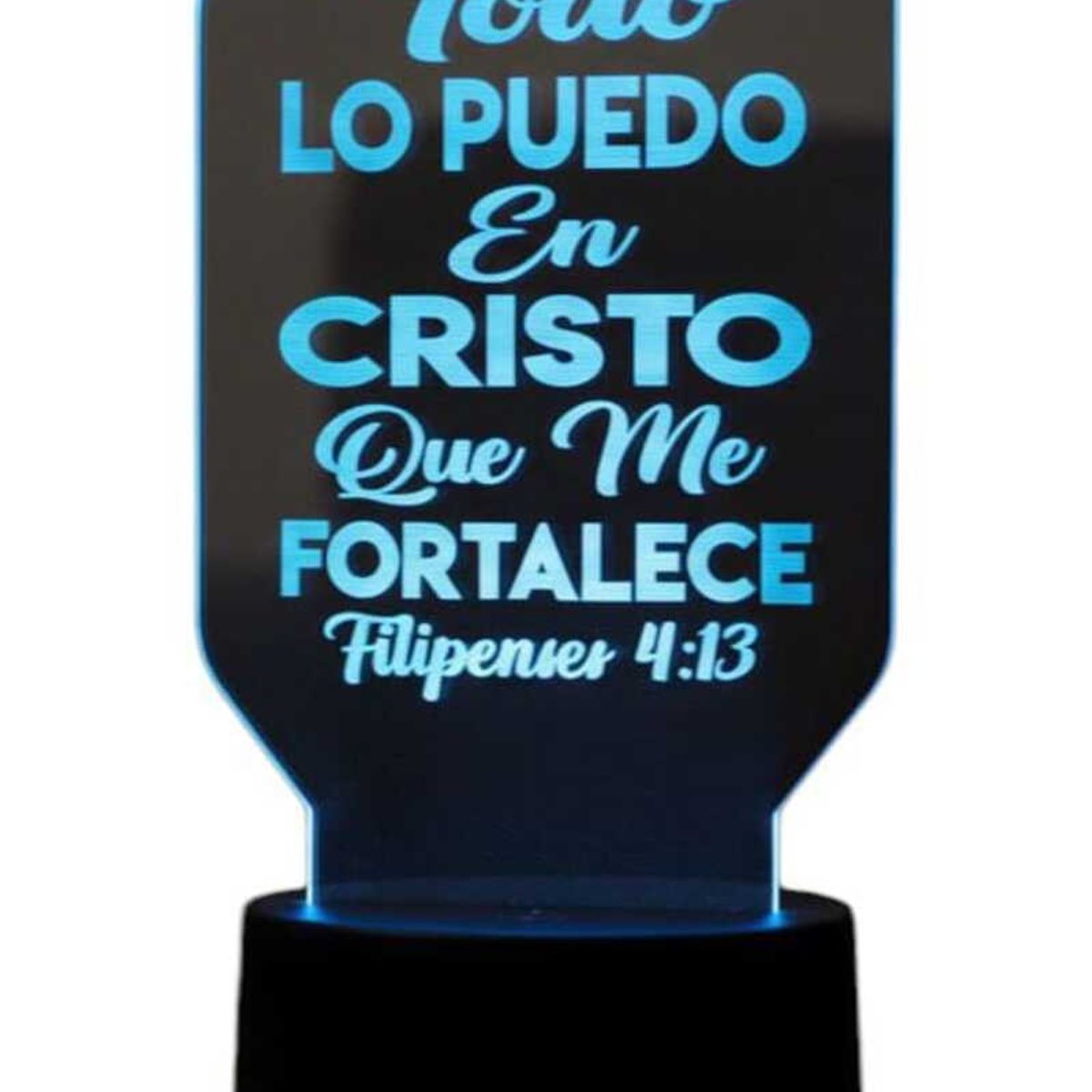 GENERICO - Lampara touch 3D Frase Todo lo puedo en Cristo... De 7 Colores