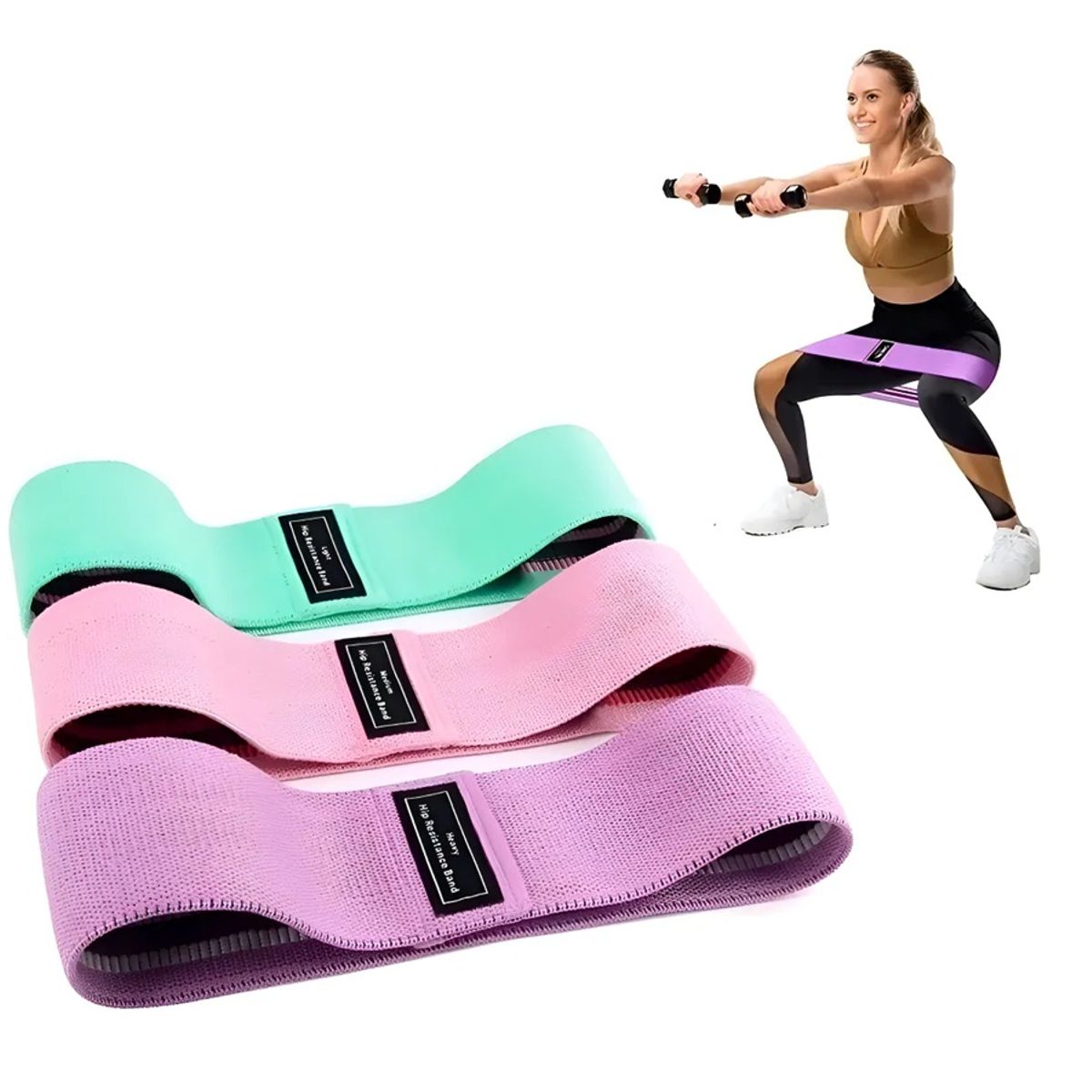 GENERICO - Set 3 Bandas Elasticas Fitnes De Resistencia Ejercicios Premium