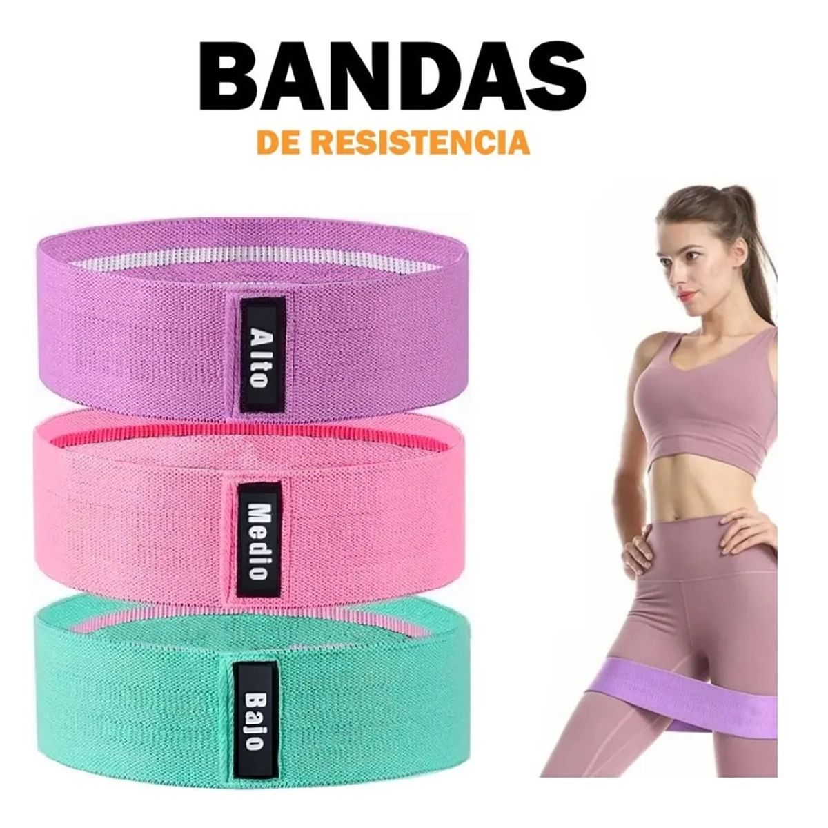 GENERICO - Set 3 Bandas Elasticas Fitnes De Resistencia Ejercicios Premium
