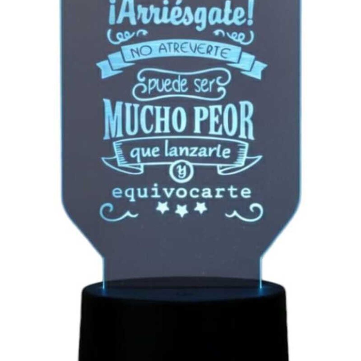 GENERICO - Lampara touch 3D Frase ¡Arriésgate!... De 7 Colores