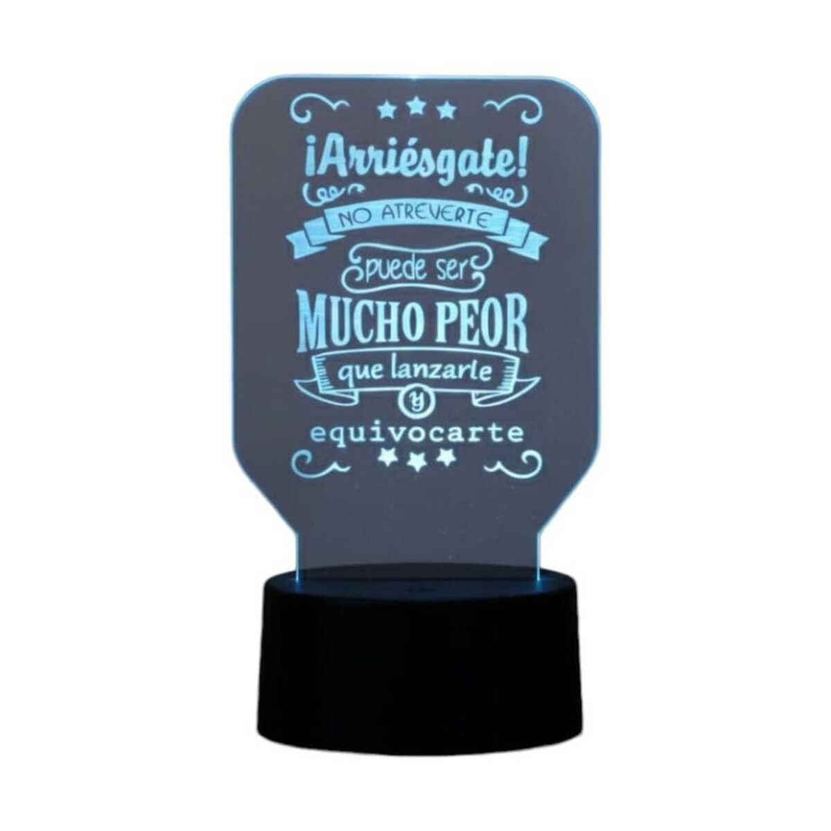 GENERICO - Lampara touch 3D Frase ¡Arriésgate!... De 7 Colores