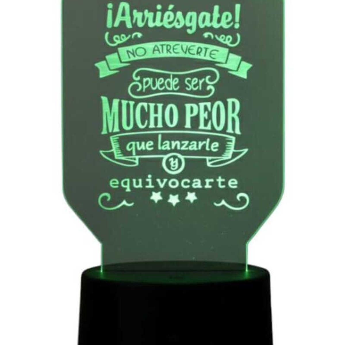 GENERICO - Lampara touch 3D Frase ¡Arriésgate!... De 7 Colores