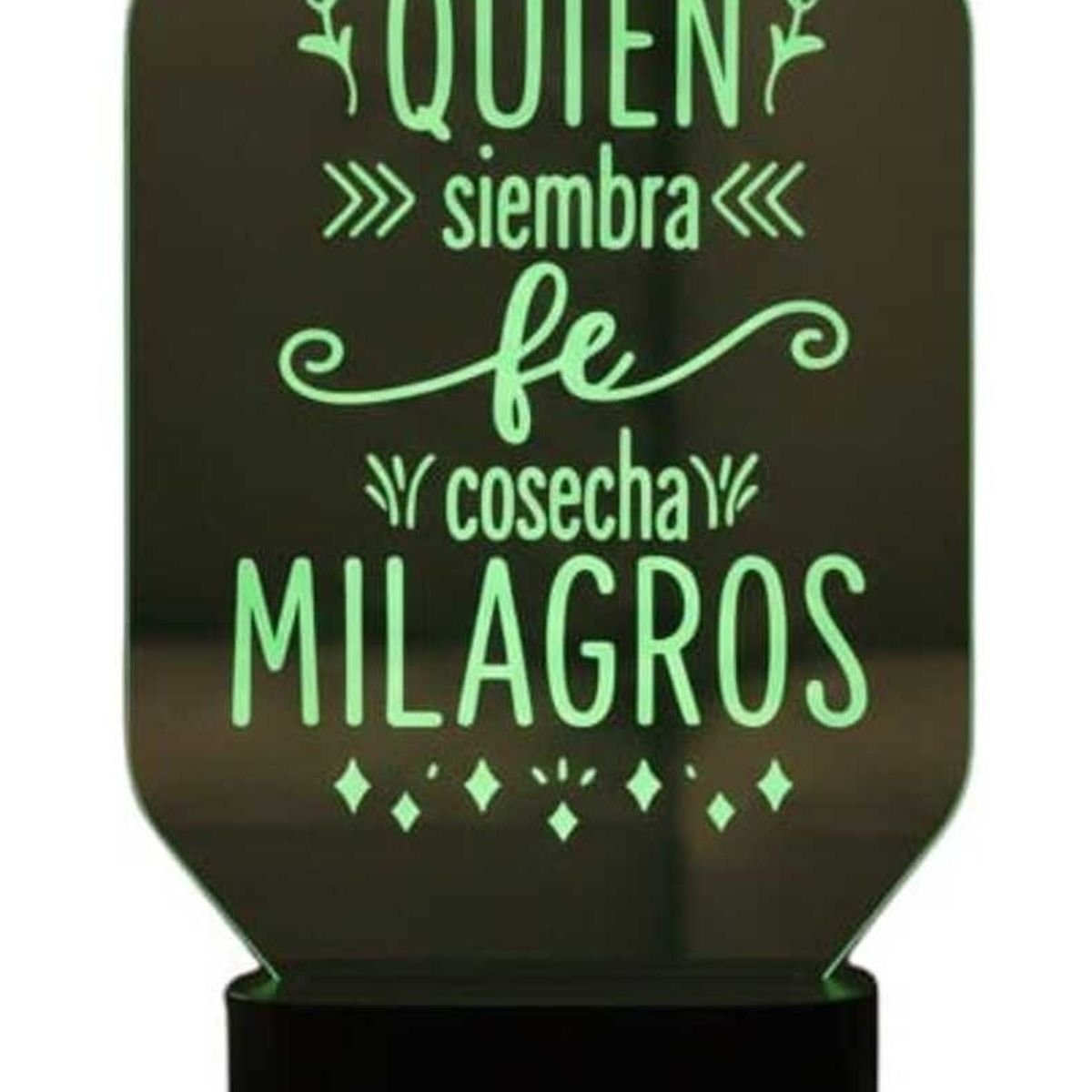 GENERICO - Lampara touch 3D Frase Quien siembra fe... De 7 Colores