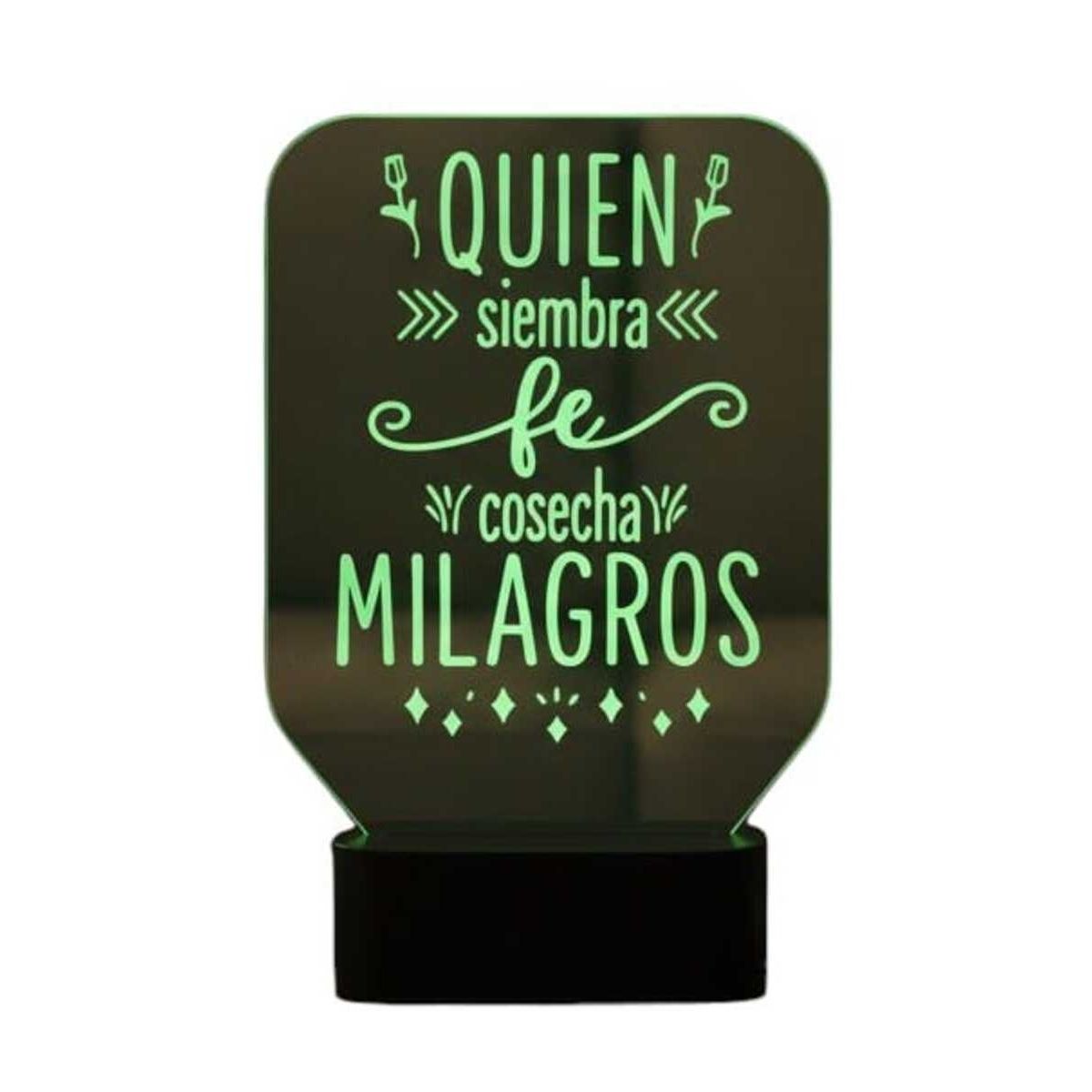 GENERICO - Lampara touch 3D Frase Quien siembra fe... De 7 Colores