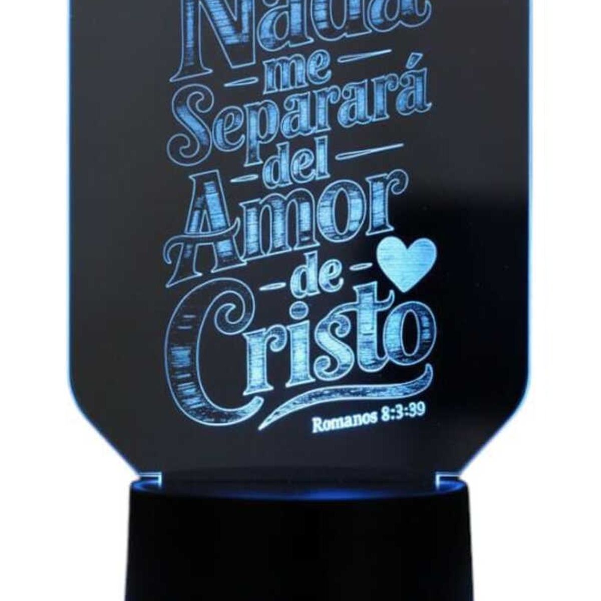 GENERICO - Lampara touch 3D Frase Nada me separara del amor de Cristo De 7 Colores