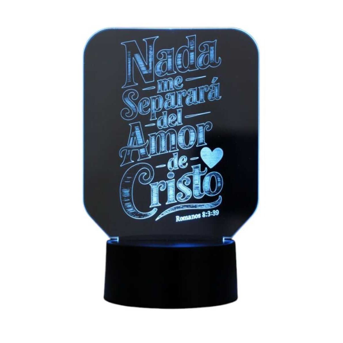 GENERICO - Lampara touch 3D Frase Nada me separara del amor de Cristo De 7 Colores