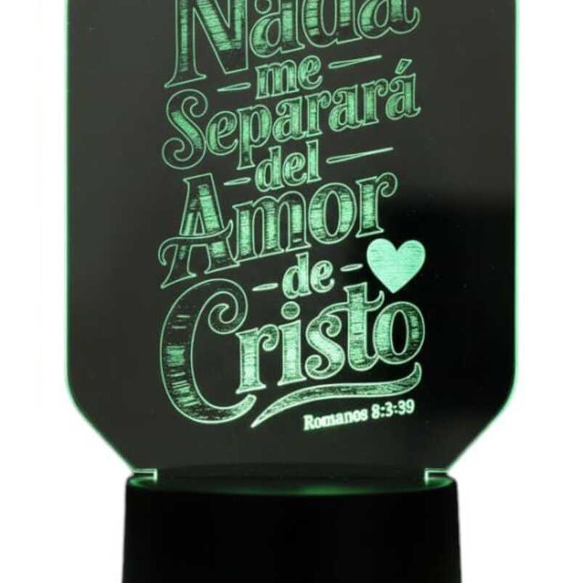 GENERICO - Lampara touch 3D Frase Nada me separara del amor de Cristo De 7 Colores