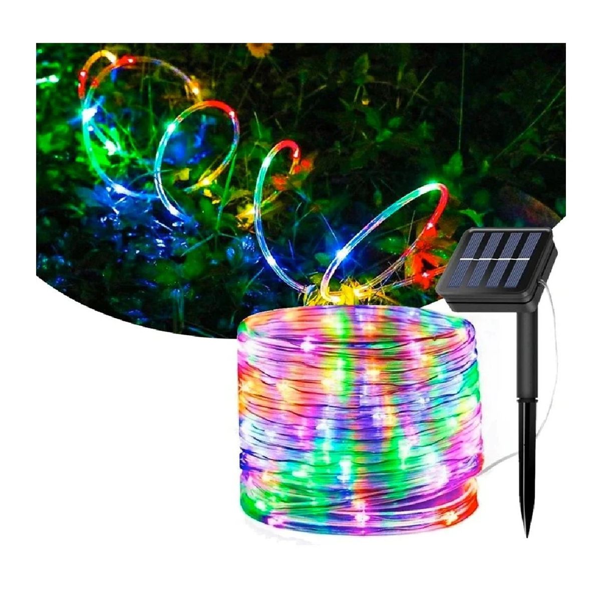 GENERICO - Manguera Tubo Led Solar Tubo Flexible 10 Metros Multicolor