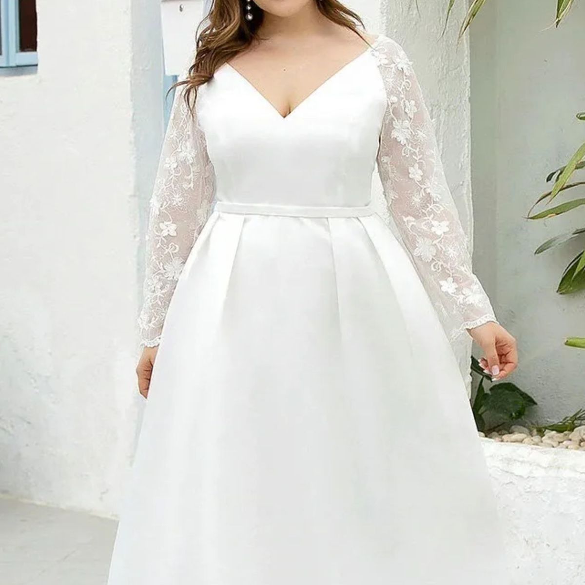 ARRAKASTA - Vestido de novia con mangas bordadas