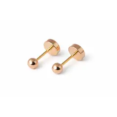 JIREH JOYAS - Aros Bolita Abridores 3mm N1 Oro 14K A Presión Bebé Niña Hipoalergénicos