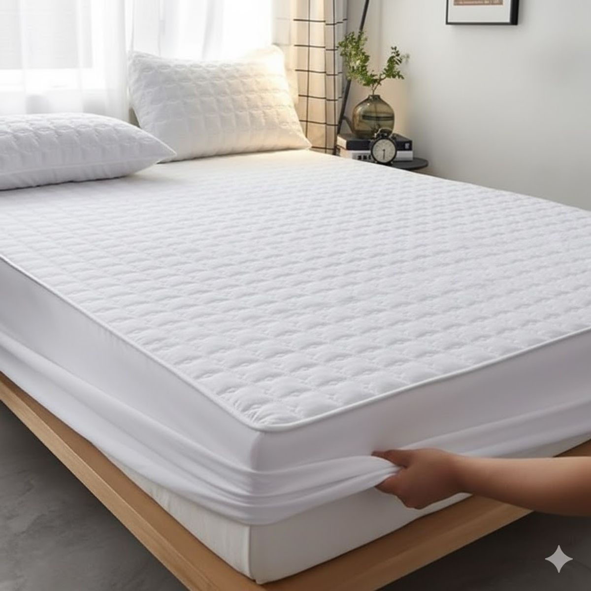 GENERICO - TOPER CUBRECOLCHON  BLANCO  KING protector impermeable 2 funda de almohada