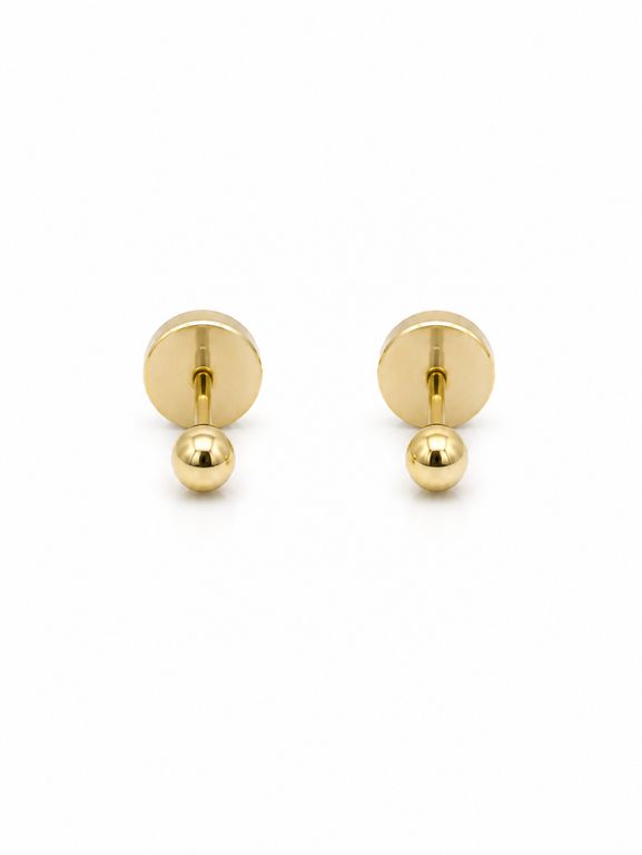 Aros Bolita Abridores 3.5mm N2 Oro 14K A Presion Bebe Nina Hipoalergenicos