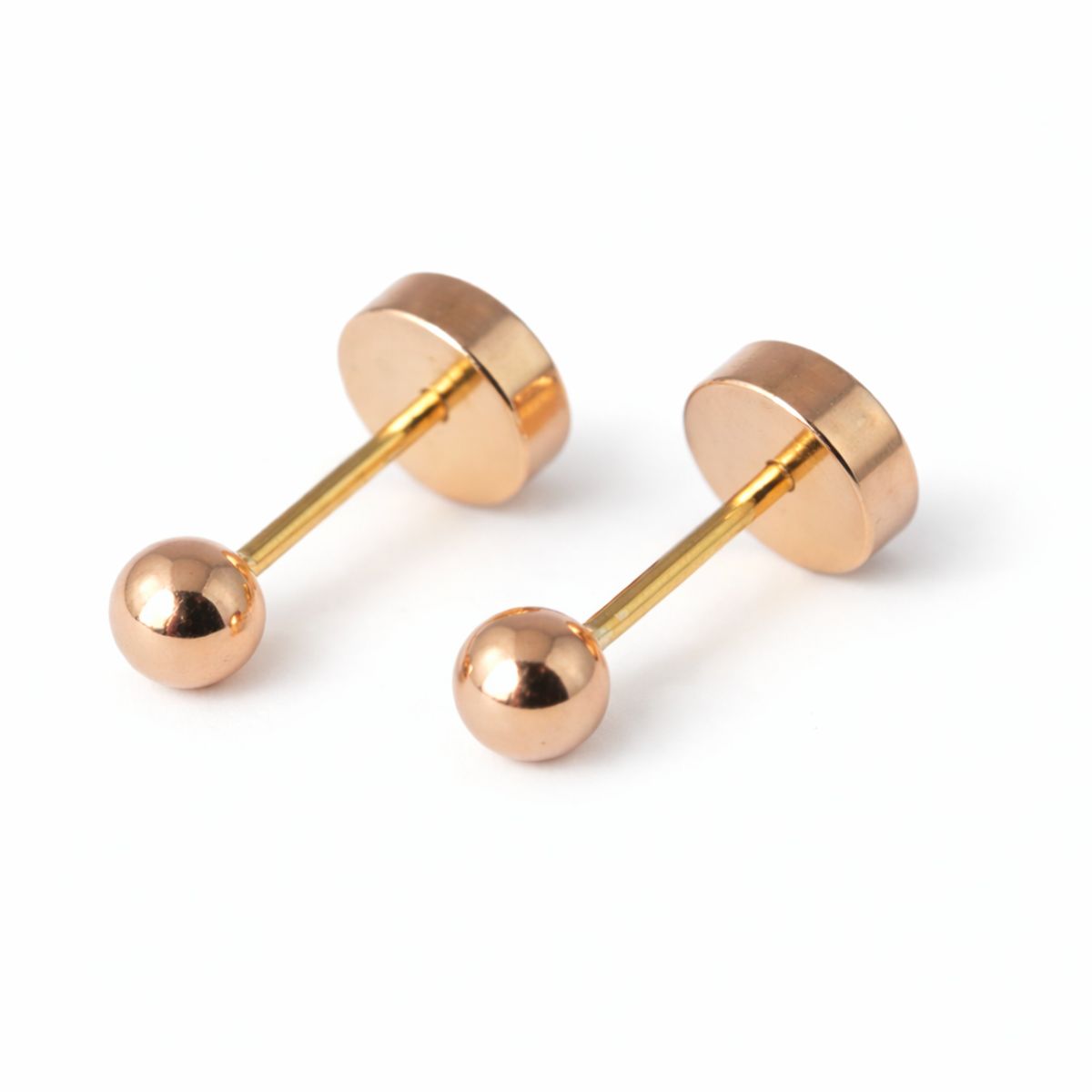 JIREH JOYAS - Aros Bolita Abridores 3.5mm N2 Oro 14K A Presión Bebé Niña Hipoalergénicos