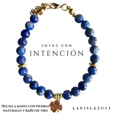 GENERICO - Pulsera trebol con Piedra Lapislázuli