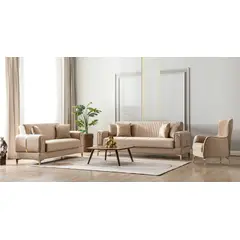 GENERICO - Set Sofa Camas Serra para Living Beige 3+2+1 cuerpos