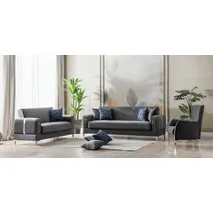 GENERICO - Set Sofa Camas Serra para Living Gris 3+2+1 cuerpos