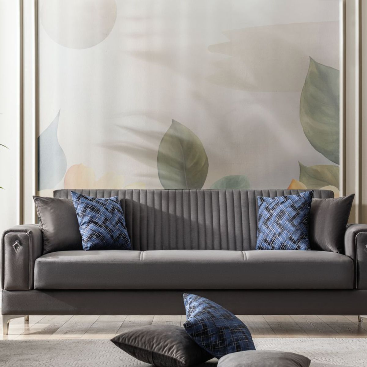 GENERICO - Set Sofa Camas Serra para Living Gris 3+2+1 cuerpos