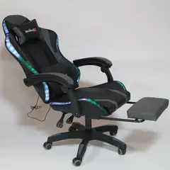 GENERICO - Silla Gamer con Musica + Luces RGB + Masajeador + Reposapies + Parlantes + Bluetooth