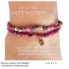 GENERICO - Pack de 2 Pulseras Estrella y ojo con Piedra Agata