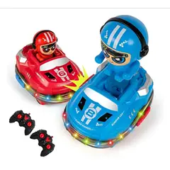 JUGUETERIA - Set de Autos Chocadores a Control Remoto el Piloto Salta blanco luz sonido y humo