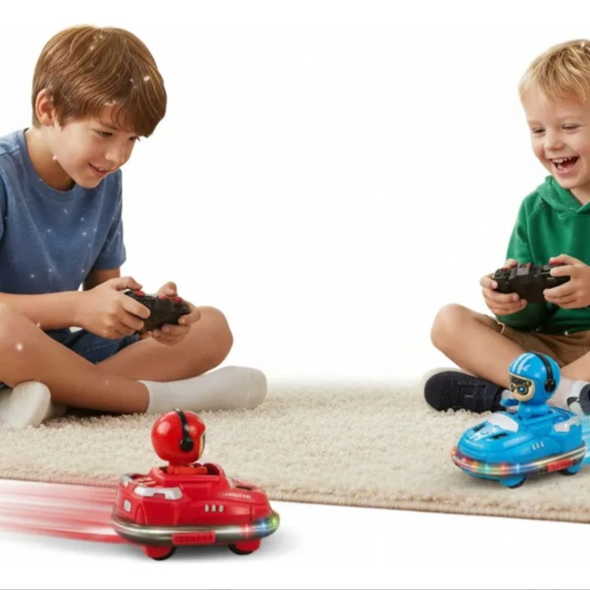 JUGUETERIA - Set de Autos Chocadores a Control Remoto el Piloto Salta blanco luz sonido y humo