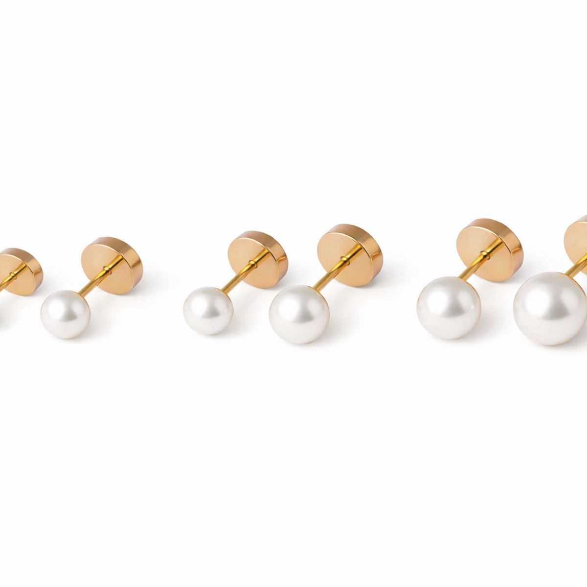 JIREH JOYAS - Aros Abridores Perla Casquillo 6mm N3 Oro 14K A Presión Bebé Niña Primeros Aros