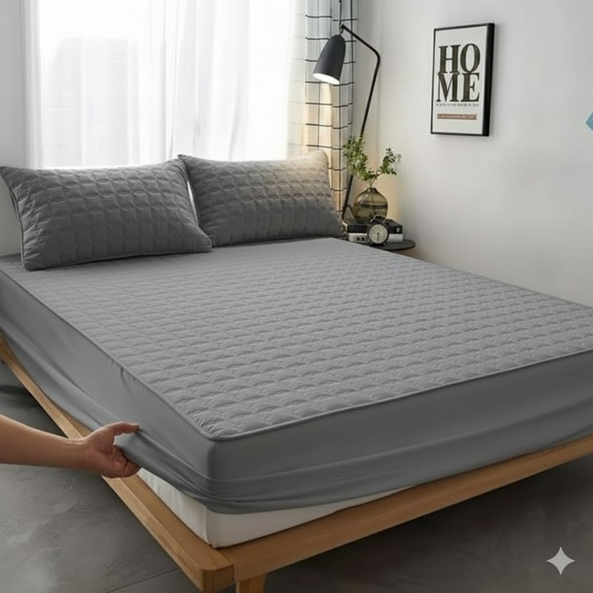 GENERICO - TOPPER CUBRECOLCHON  IMPERMEABLE KING UNICOLOR CON 2 FUNDA