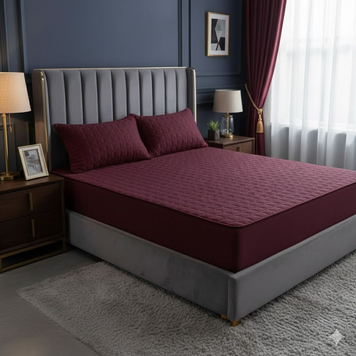 GENERICO - TOPPER CUBRECOLCHON  IMPERMEABLE KING UNICOLOR CON 2 FUNDA